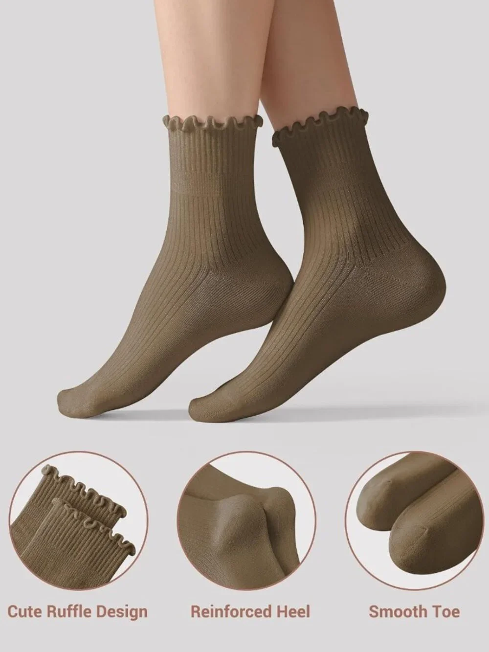 Soft Bamboo Ruffle Ankle Socks | Breathable Lettuce Edge Crew & Cute Frilly
